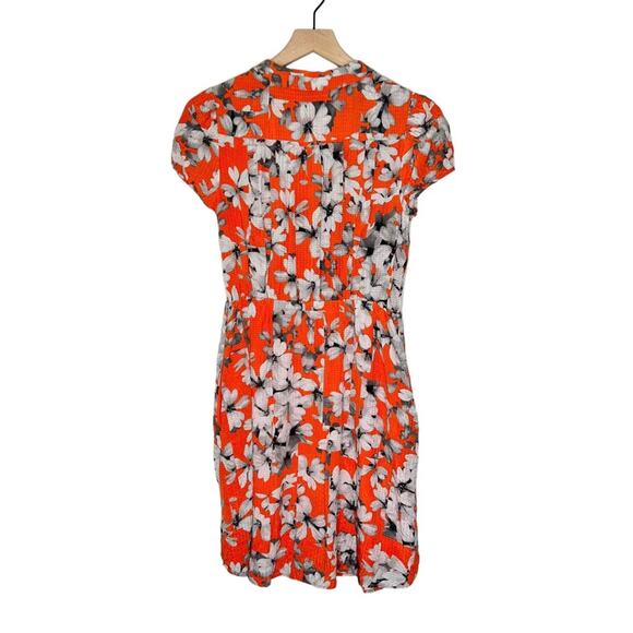Anthropologie Maeve Silk Orange Floral Fit & Flare Dress Women’s 4 Pockets - Picture 2 of 4